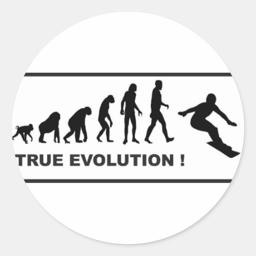 snowboarding evolution classic round sticker Zazzle