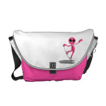 Snowboarding Pink Alien Messenger Bag