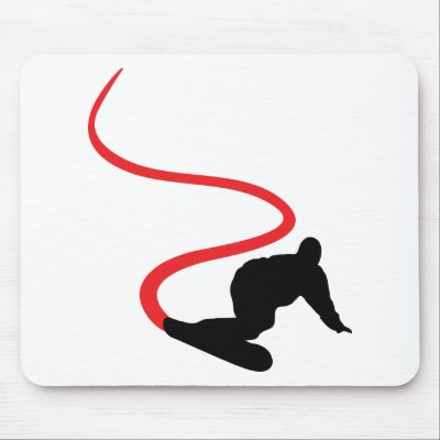 Snowboarding red Track Mouse Pad by Tomaniac