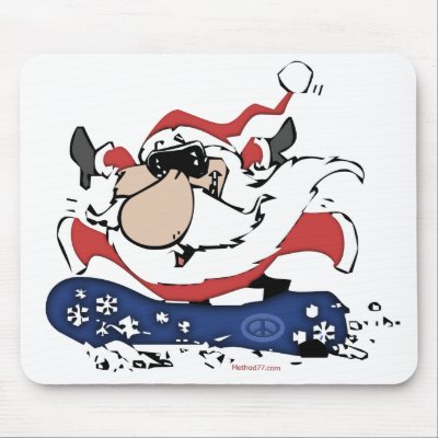 Snowboarding Santa Mousepad by Method77