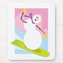 Snowboarding Snowman Mouse Mat
