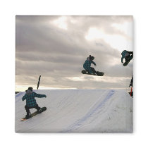 Snowboarding Tricks Square Magnet