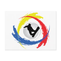Snowboarding Tricolor Emblem Postcards