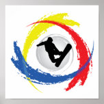 Snowboarding Tricolor Emblem Posters