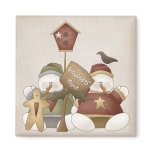 Snowbodies' Home Snowman Winter Scene magnets
