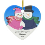 Snowcouple Heart Personalized Holiday Ornament