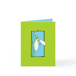 Snowdrop blue green Note Card card