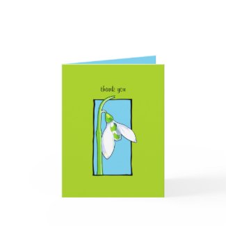 Snowdrop blue green Thank You Note Card card