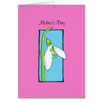 Snowdrop blue pink Mother's Day Card cards