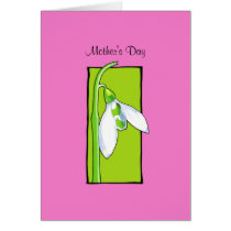Snowdrop green pink Mother's Day Card cards