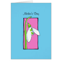 Snowdrop pink blue Mother's Day Card cards