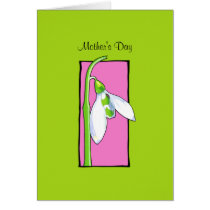 Snowdrop pink green Mother's Day Card cards