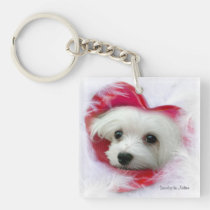 Snowdrop the Maltese Keychain key chains