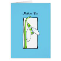 Snowdrop white blue Mother's Day Card cards