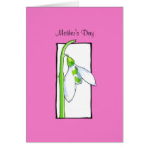 Snowdrop white pink Mother's Day Card cards
