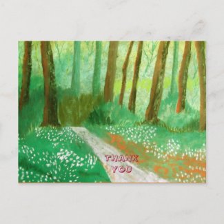 snowdrops in a wood postcard