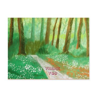 snowdrops in a wood postcard