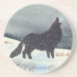 Snowdusted Wolf Beverage Coasters