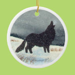 Snowdusted Wolf personalize ornament