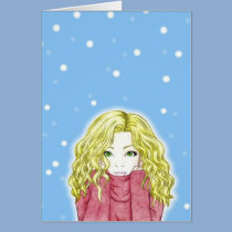 Snowfall Girl Greeting Card cards