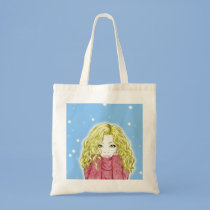Snowfall Girl Tote Bag bags