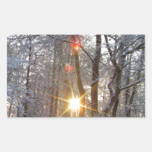 Snowfall Sunrise CricketDiane Snowy Forest Sun Sticker