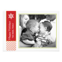 Snowflake and Stripes  |  Red Holiday Photo Cards Announcement