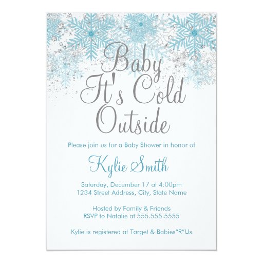 Snowflake Baby It S Cold Outside Baby Shower 5x7 Paper Invitation Card Zazzle Baby It S Cold Outside Invitation Template