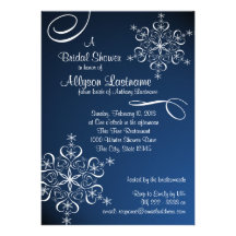 Snowflake Blue Bridal Shower Personalized Invitation