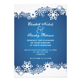 Snowflake blue white winter wedding invitation personalized announcement