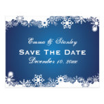 Snowflake blue white winter wedding Save the Date Postcards