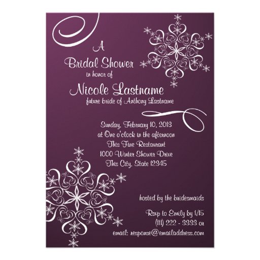 Snowflake Bridal Shower Custom Announcements