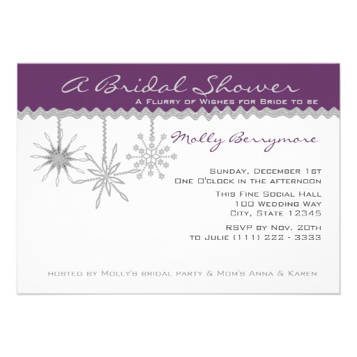 Snowflake Bridal Shower Personalized Invitations