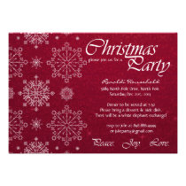 Snowflake Christmas Party Invitations Vibrant Red