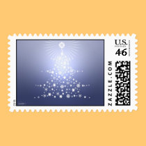 snowflake Christmas tree Stamp Blue stamps