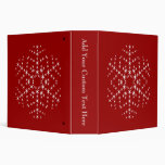 Snowflake Design in Dark Red and White. 3 Ring Binders