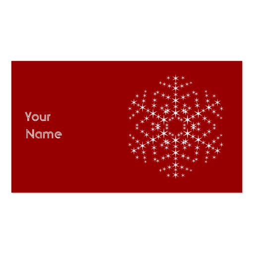 Snowflake Design in Dark Red and White. Business Card Templates (front side)