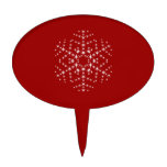 Snowflake Design in Dark Red and White. Oval Cake Toppers