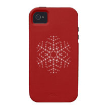Snowflake Design in Dark Red and White. iPhone 4 Cover