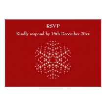 Snowflake Design in Dark Red and White. Custom Invites