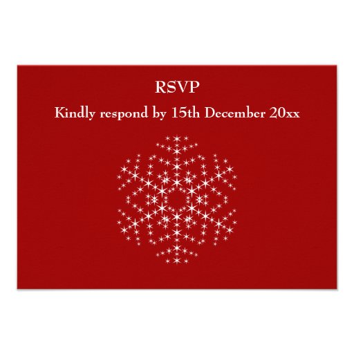 Snowflake Design in Dark Red and White. Custom Invites