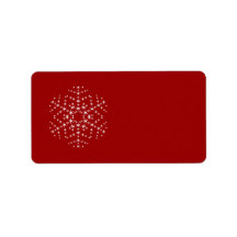 Snowflake Design in Dark Red and White. Labels