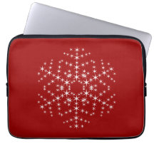 Snowflake Design in Dark Red and White. Computer Sleeves