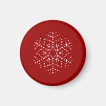 Snowflake Design in Dark Red and White. Magnets