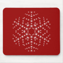 Snowflake Design in Dark Red and White. Mousepad