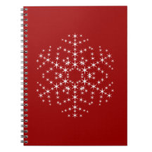 Snowflake Design in Dark Red and White. Notebook