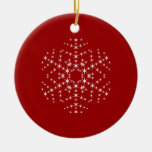 Snowflake Design in Dark Red and White. Christmas Tree Ornaments
