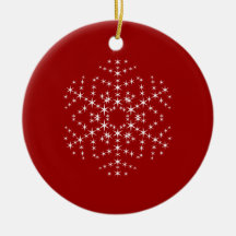 Snowflake Design in Dark Red and White. Christmas Tree Ornaments