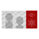 Snowflake Design in Dark Red and White. Photo Greeting Card