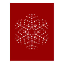 Snowflake Design in Dark Red and White. Postcard